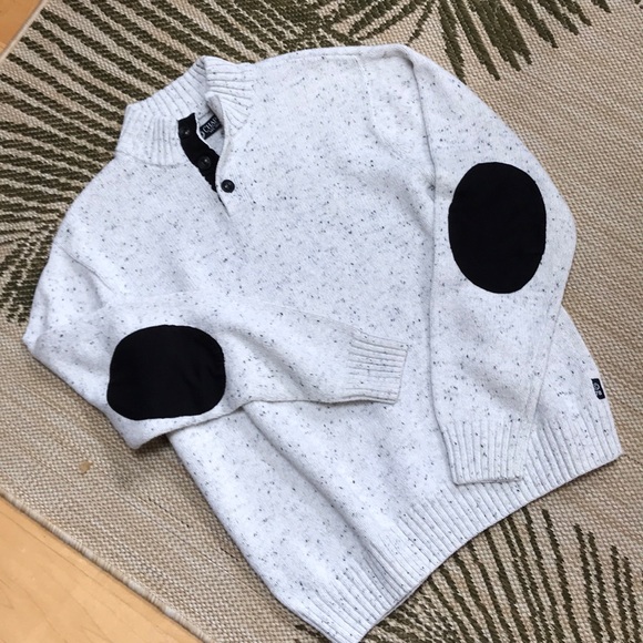 Chaps Sweaters - CHAPS turtle button up, 3 buttons, patch Elbows